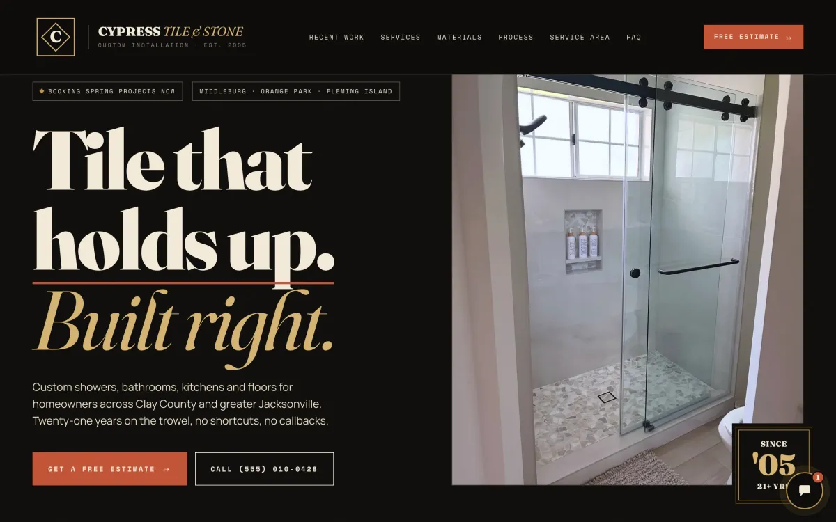 The Cypress Tile & Stone website