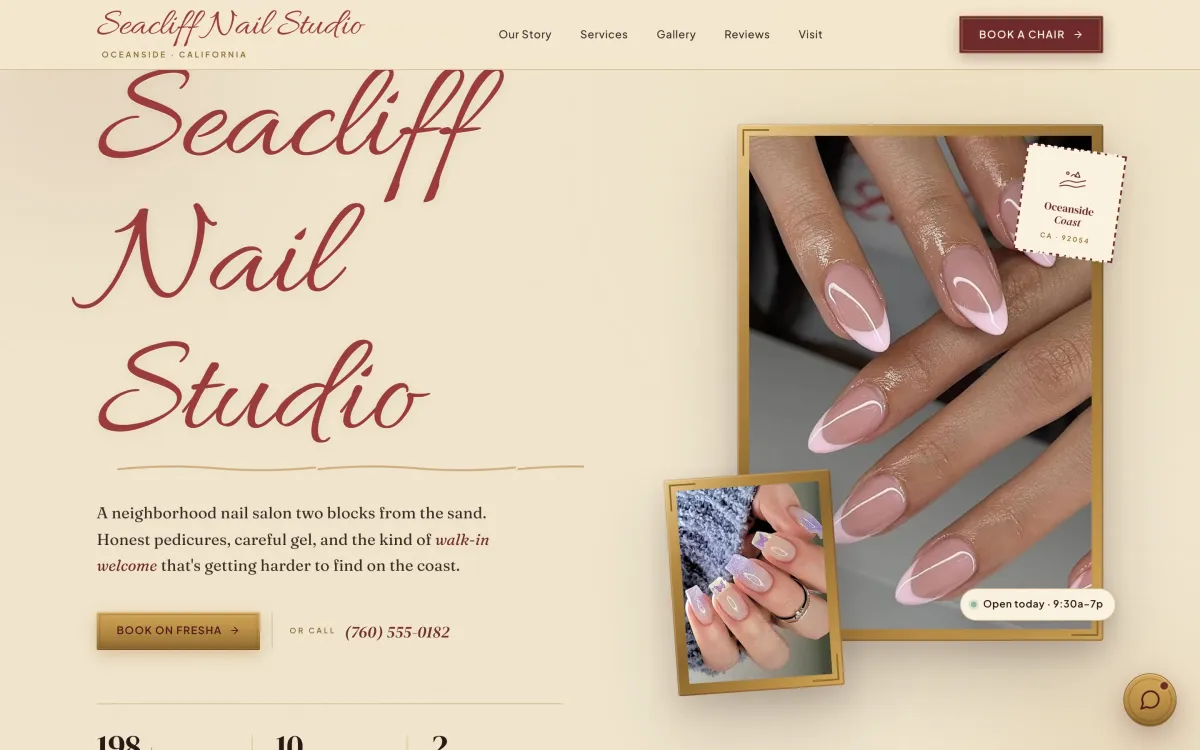 The Seacliff Nail Studio website